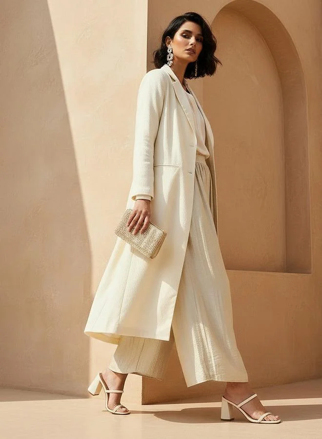 ايكونيك Iconic Longline Coat with Pocket